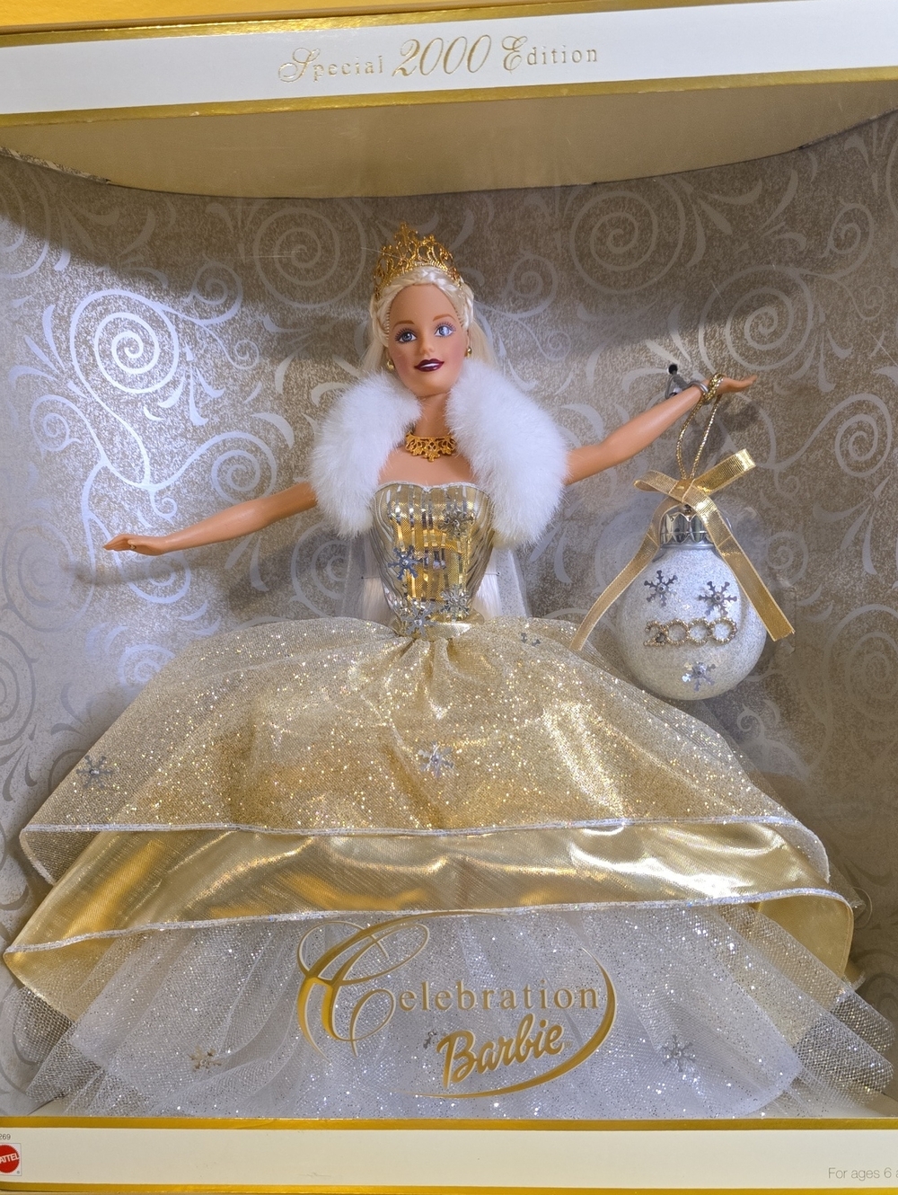 Special Edition 2000 Celebration Barbie in Gold and White Holiday Gown